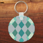 Blaugrüner Argyle-Diamant-Muster Schlüsselanhänger (Rückseite)