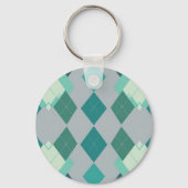 Blaugrüner Argyle-Diamant-Muster Schlüsselanhänger (Rückseite)