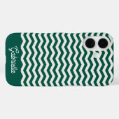 Blaugrüner Chevron-Zickzack-Streifenmustername Case-Mate iPhone Hülle (Rückseite (Horizontal))
