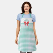 Blaugrüner Gingham Schürze (Getragen)