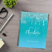 Blaugrüner Glitter Aquagrüner Name Planer