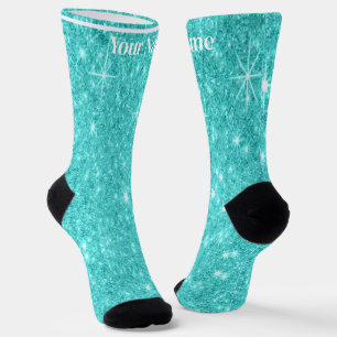 Blaugrüner Glitter   Benutzerdefinierter Name Socken