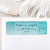 Blaugrüner Glitter-Frost-Eleganter Rücksende-Adres (Insitu)