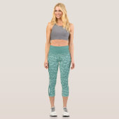 Blaugrüner Glitzer Capri Leggings (Vorderseite)