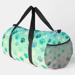 Blaugrüner Gradient-Pfotenabdruck-Tasche Duffle Bag