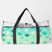 Blaugrüner Gradient-Pfotenabdruck-Tasche Duffle Bag (Rückseite)
