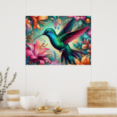Blaugrüner Kolibri Poster (Küche)