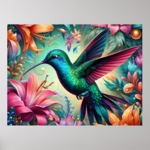 Blaugrüner Kolibri Poster