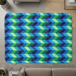 Blaugrüner Ombre-Chevron Klein-Schafwolldecke Sherpadecke