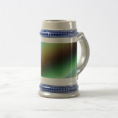 Blaugrüner Regenbogen abstraktes Texturmuster Kuns Bierglas (VorderseiteRechts)