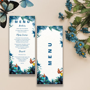 Blaugrüner Schmetterling Empfangs-Dinner Menükarte