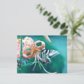 Blaugrüner Schmetterling Postkarte (Stehend Vorderseite)