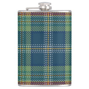 Blaugrüner schottischer Tartan-Karo Flachmann