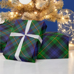 Blaugrüner schottischer Tartan Karomuster Geschenkpapier
