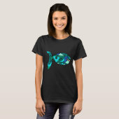 Blaugrüner Smiley-Fisch T-Shirt (Vorne ganz)