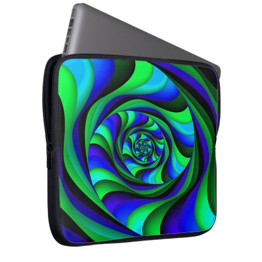 Blaugrüner Swirl Laptopschutzhülle (Vorne Rechts)