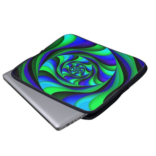 Blaugrüner Swirl Laptopschutzhülle (Vorne Knopf)