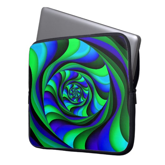 Blaugrüner Swirl Laptopschutzhülle (Vorderseite Links)