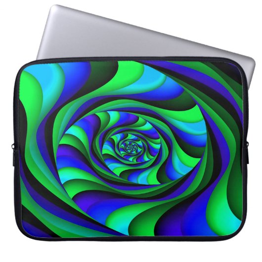 Blaugrüner Swirl Laptopschutzhülle (Vorderseite)