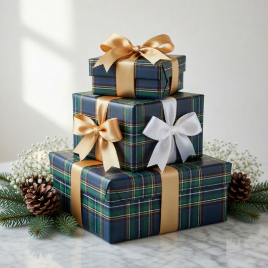 Blaugrüner Tartan-Karo-Geschenkpapier Geschenkpapier