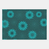 Blaugrünes Blatt-Mandala-Design auf dunklem Cyan Geschenkpapier Set (Vorderseite 3)