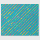 blaugrünes diagonales Streifenmuster Geschenkpapier (Flach)