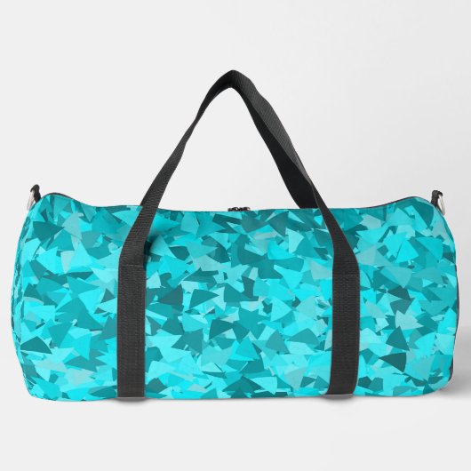 Blaugrünes Dreieckmuster groß Duffle Bag (Vorderseite)