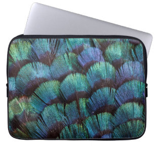 Blaugrünes Fasanenfederdesign Laptopschutzhülle