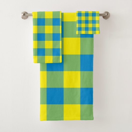 Blaugrünes Karomuster Badhandtuch Set (Insitu)