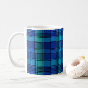 Blaugrünes Karomuster Kaffeetasse