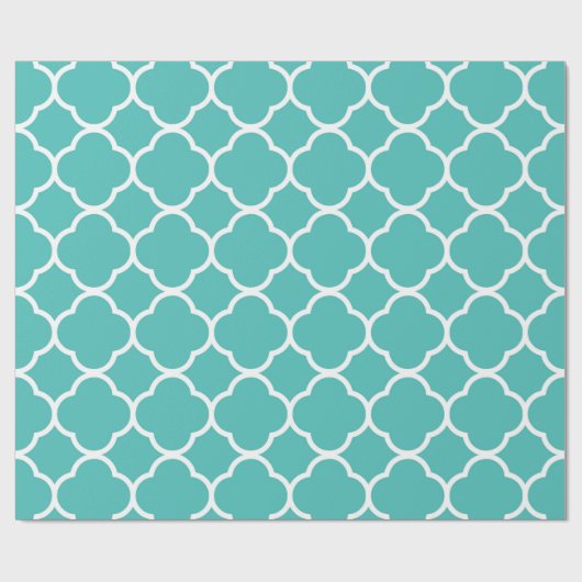 Blaugrünes Quatrefolienmuster Geschenkpapier (Flach)