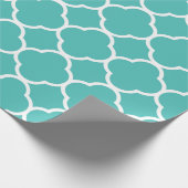 Blaugrünes Quatrefolienmuster Geschenkpapier (Ecke)