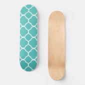 Blaugrünes Quatrefolienmuster Skateboard (Vorderseite)