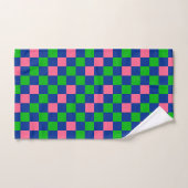 Blaugrünes Rosa Karomuster Design  Badhandtuch Set (Handtuch)