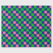 Blaugrünes Rosa Karomuster Design  Geschenkpapier (Flach)