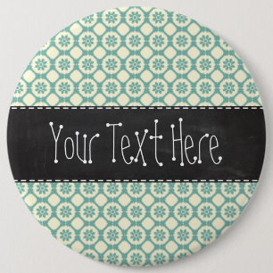 Blaugrünes u. Sahneblumen; Vintage Tafel Button