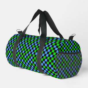 Blaugrünes und schwarzes kariertes Muster Duffle Bag