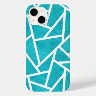 Blaugrünes und weißes Mosaikmuster Case-Mate iPhone 14 Hülle