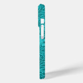 Blaugrünes Wildlederleder-Look Retro Blumendesign Case-Mate iPhone Hülle (Rückseite / Links)