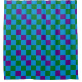 Blaugrünlila Karomuster Design  Duschvorhang (Vorderseite)