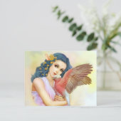 Blauhaarige Elfe und ihre Galah Postkarte (Stehend Vorderseite)