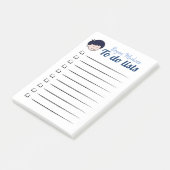 Blauhaarige Junge zu Listen Post-it Klebezettel (angewinkelt)