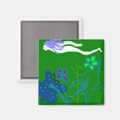 Blauhaarschwimmen Magnet (Vorderseite/Rückseite)