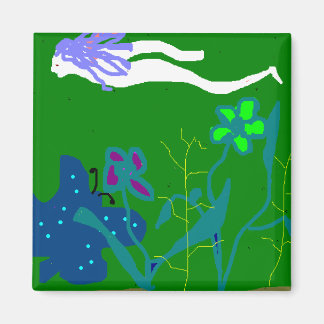 Blauhaarschwimmen Magnet