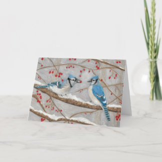 Blauhäher durch autistischen Künstler Marcy Feiertagskarte
