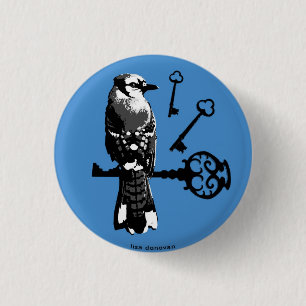 Blauhäher mit Schlüsseln Button