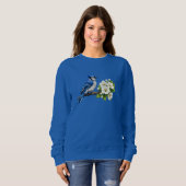 Blauhäher mit weißen Blüten Sweatshirt (Vorne ganz)