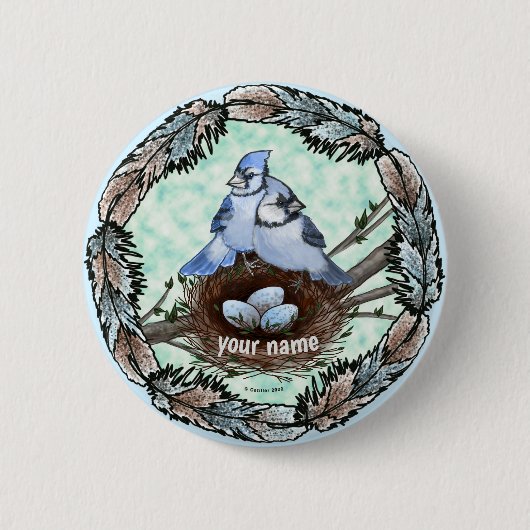 Blauhäher-Nest Button (Vorderseite)