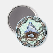Blauhäher-Nest Magnet (Vorderseite/Rückseite)