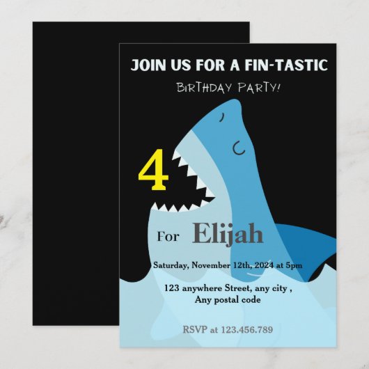 Blauhai im Meer Einladung (Vorne/Hinten)